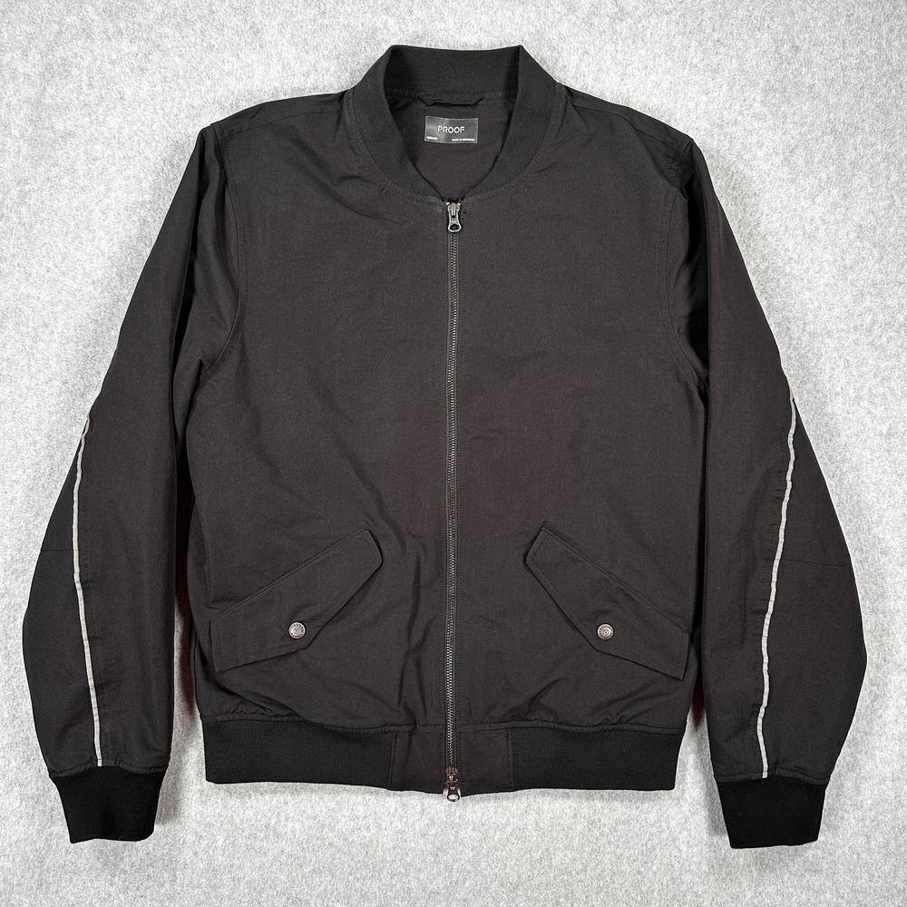 Proof Jacket Mens Medium Bomber Flint and Tinder Snap Pockets Reflective‎ Trim
